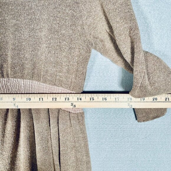 Forla Paris Midi Dress M Beige Cotton Blend Crinkle Pleat Fairycore - Picture 10 of 13